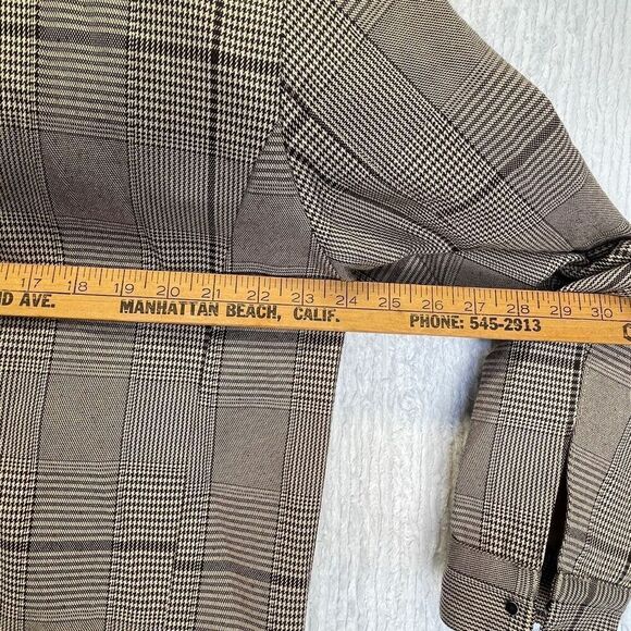 Azul by Moussy Black White Rayon Blend Long Sleeve Plaid Snap Jacket Size Large - Picture 6 of 10